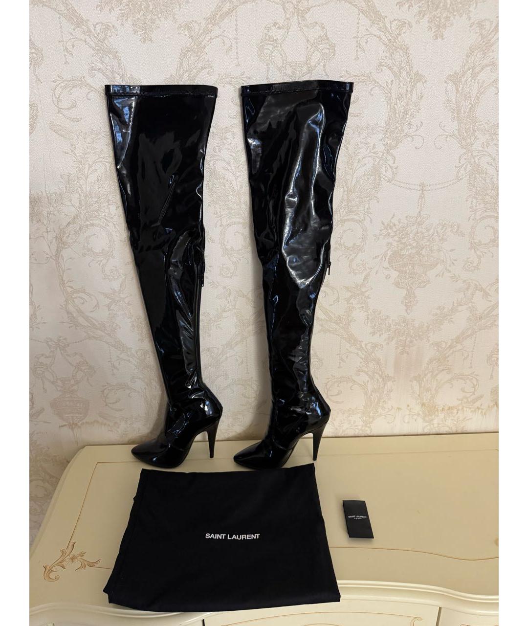 SAINT LAURENT Черные ботфорты, фото 5