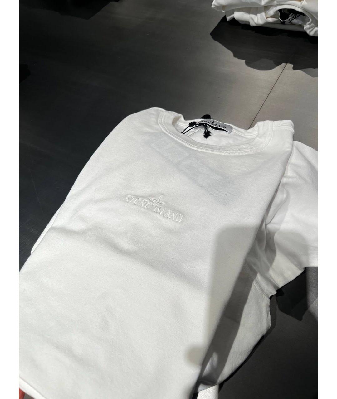 STONE ISLAND Белая хлопковая футболка, фото 2