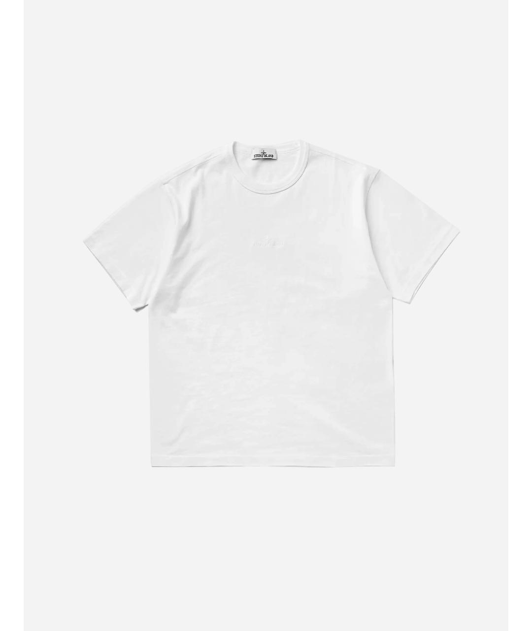 STONE ISLAND Белая хлопковая футболка, фото 3