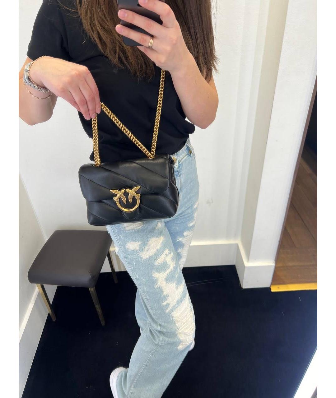 PINKO Черная кожаная сумка через плечо, фото 6