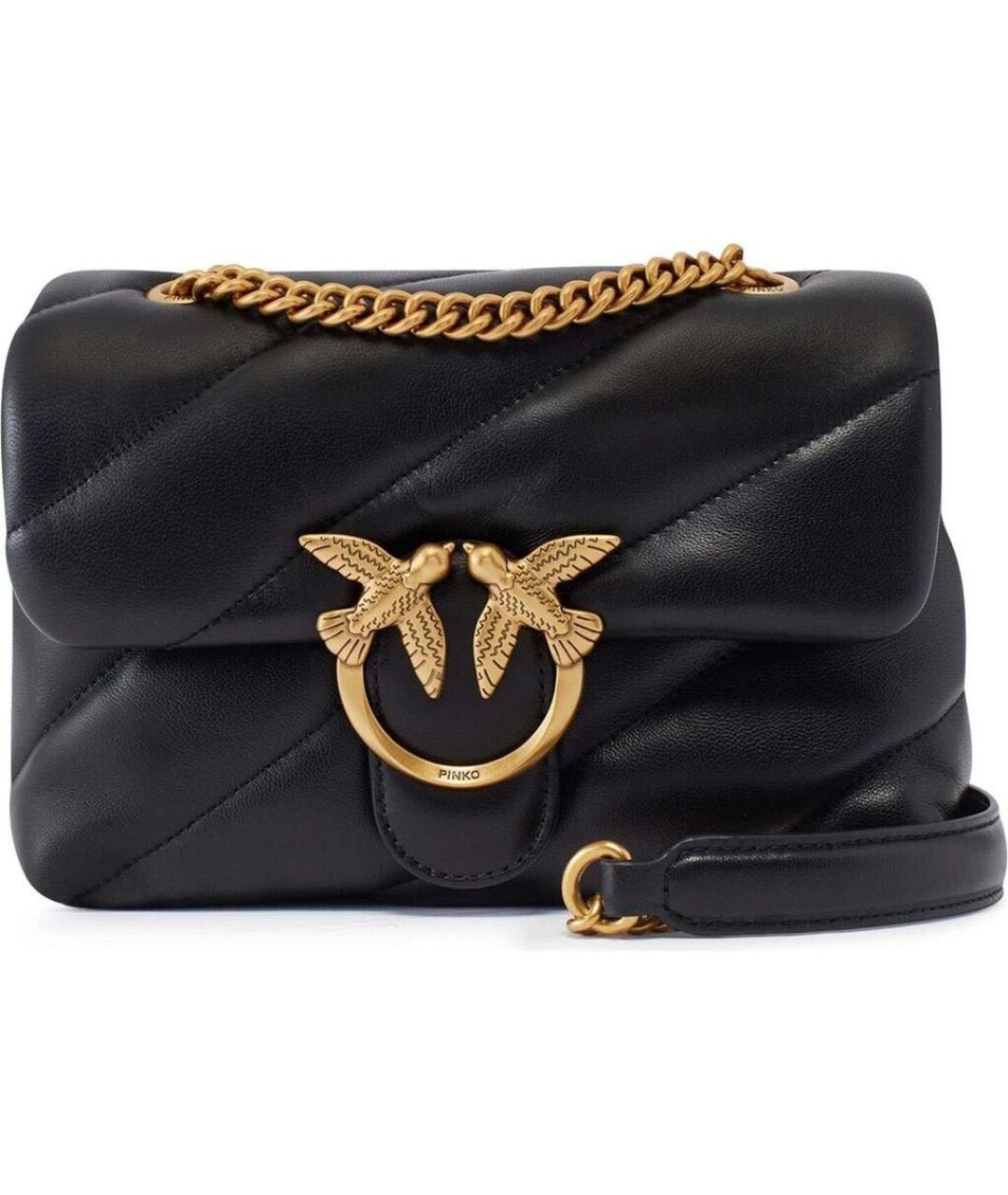 PINKO Черная кожаная сумка через плечо, фото 1