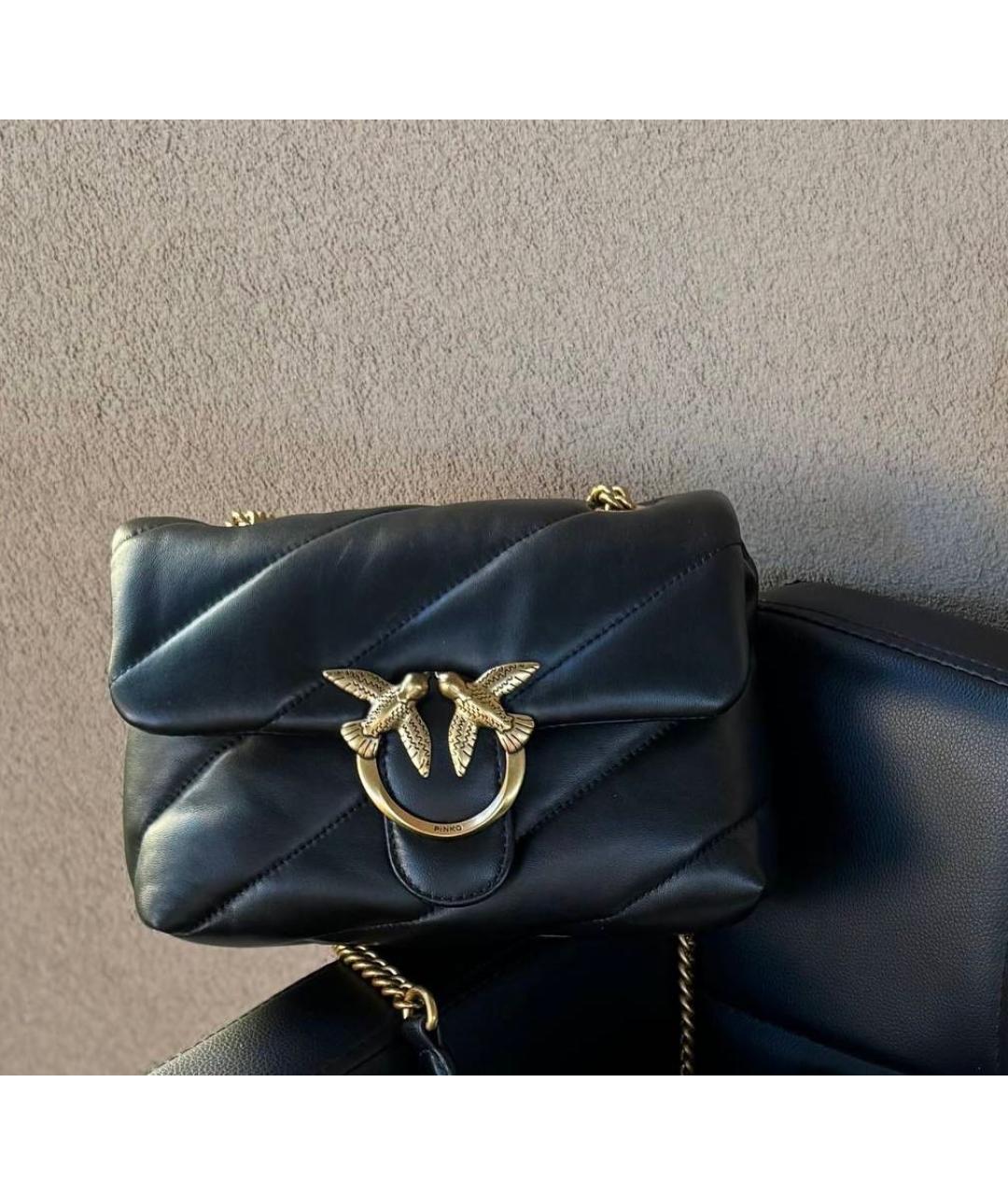 PINKO Черная кожаная сумка через плечо, фото 4