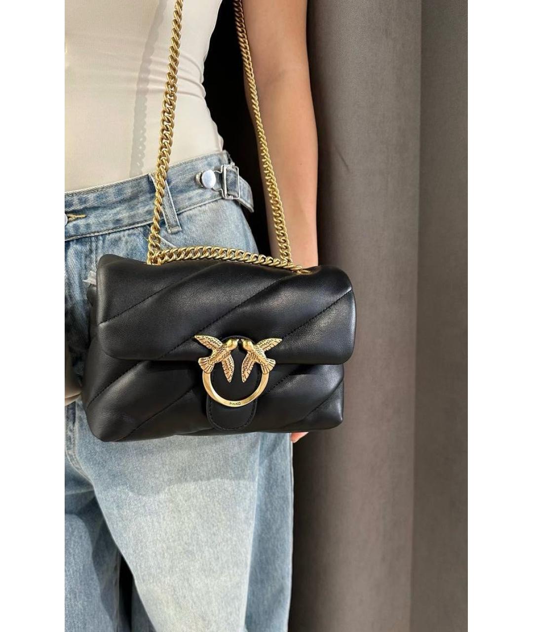 PINKO Черная кожаная сумка через плечо, фото 2