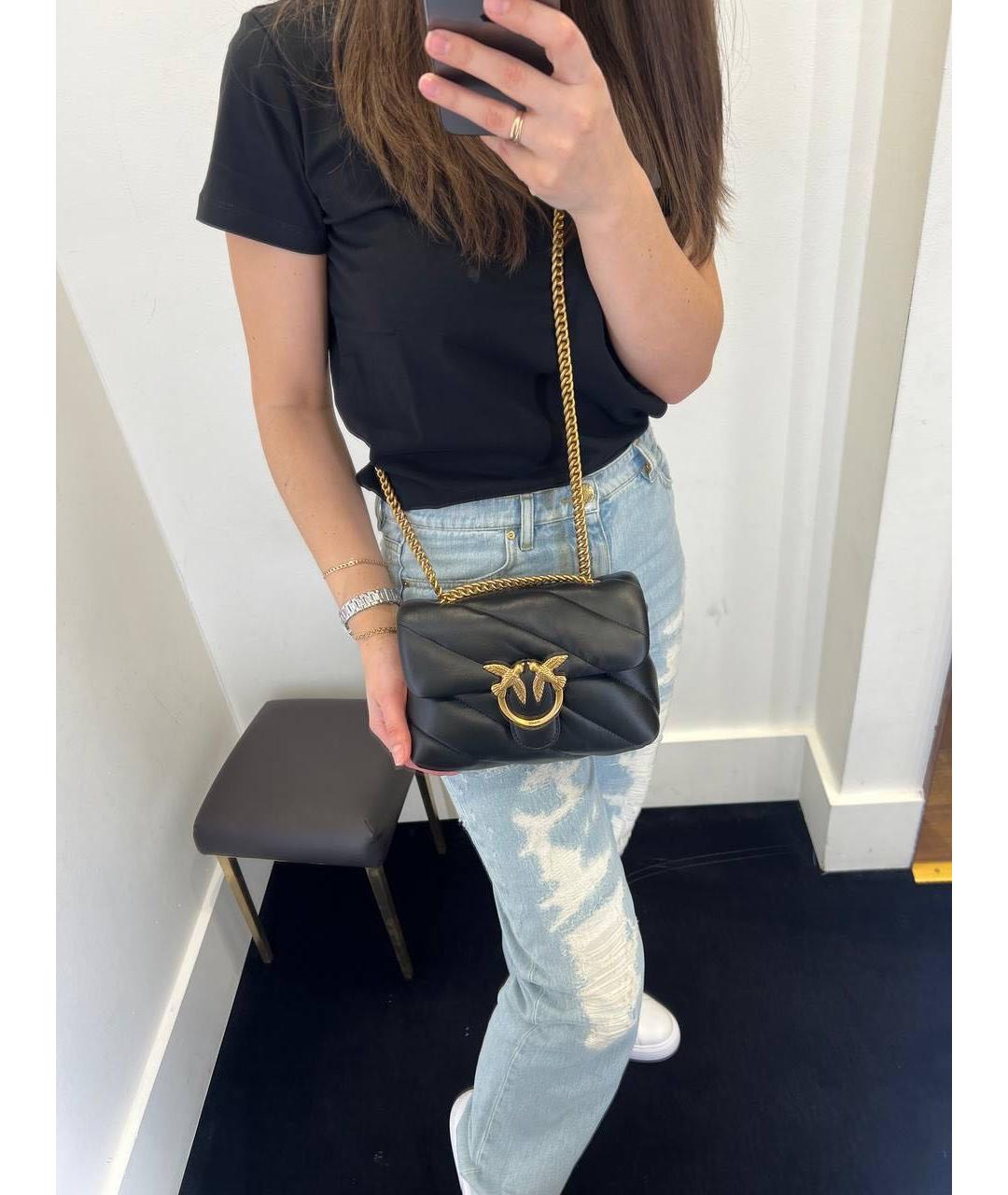 PINKO Черная кожаная сумка через плечо, фото 5