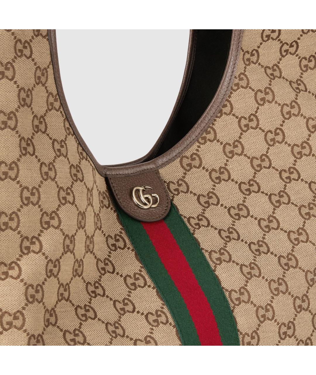 GUCCI Коричневая хлопковая сумка с короткими ручками, фото 3