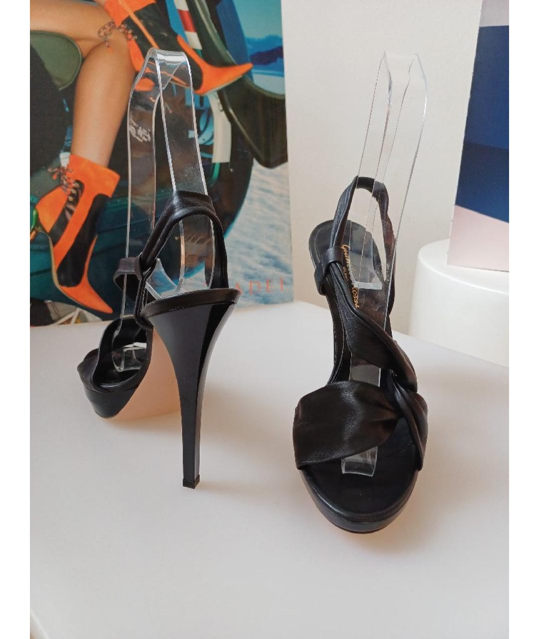 GIANVITO ROSSI Черные кожаные босоножки, фото 5