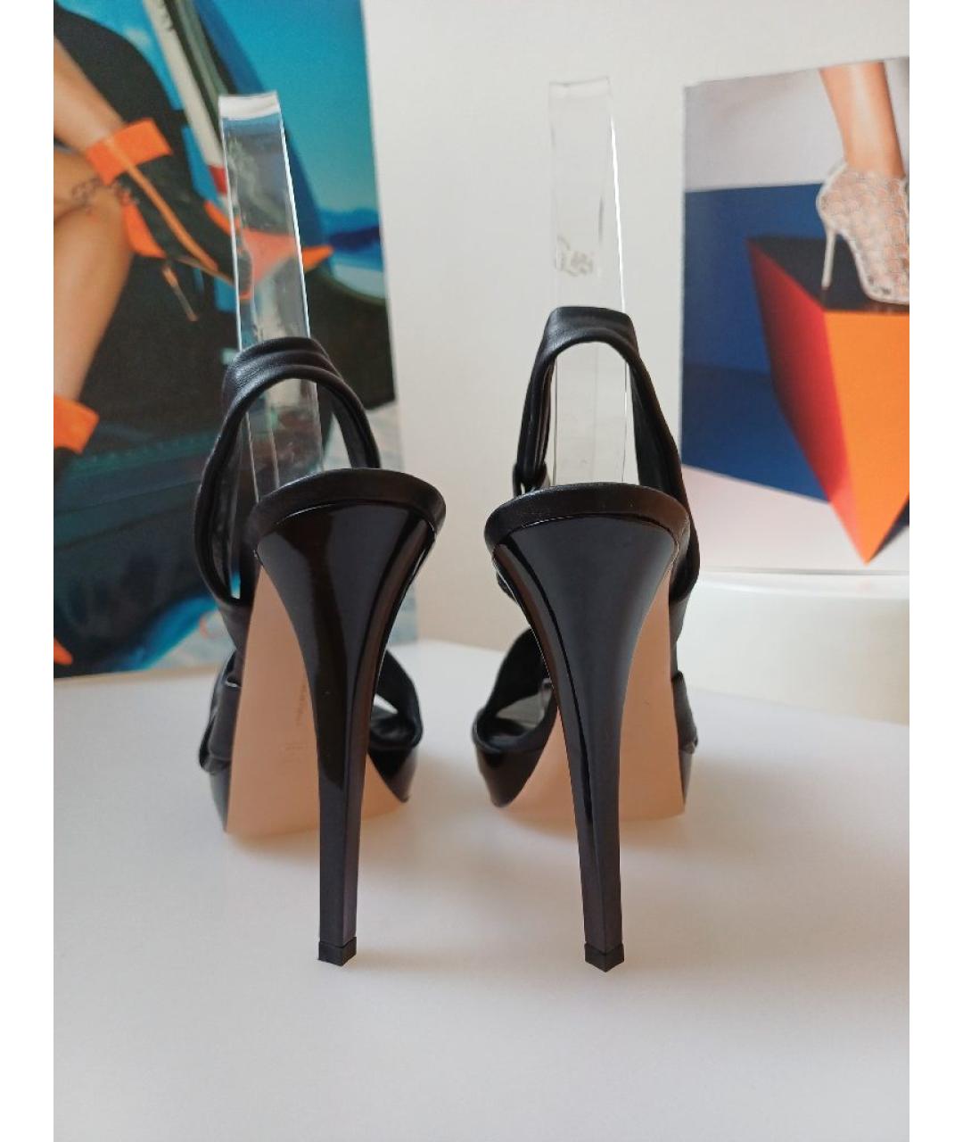 GIANVITO ROSSI Черные кожаные босоножки, фото 7