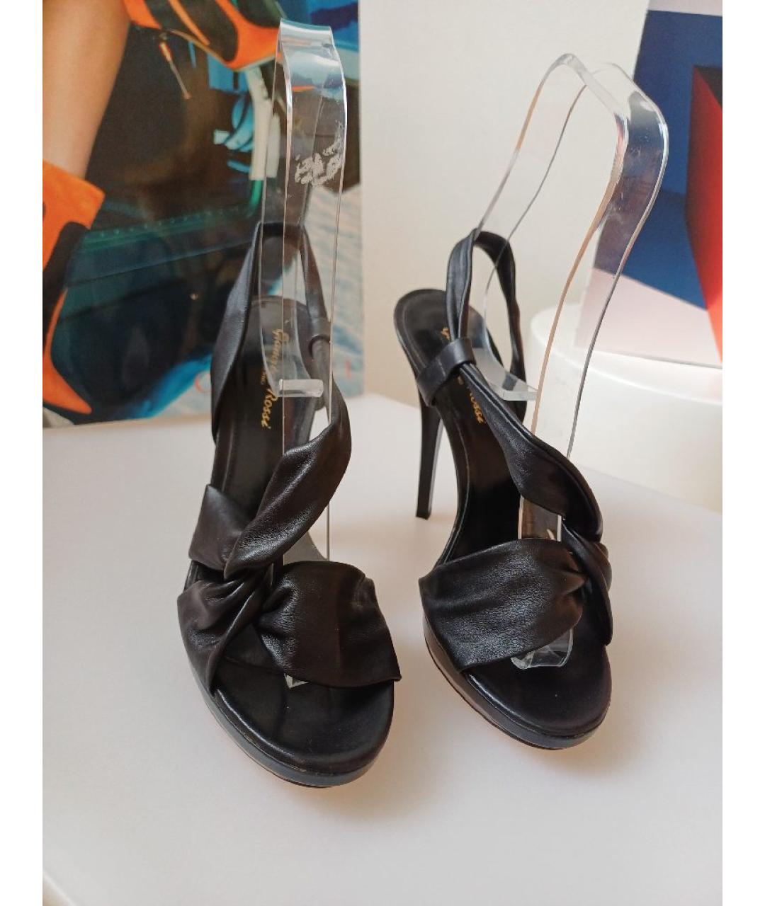 GIANVITO ROSSI Черные кожаные босоножки, фото 6