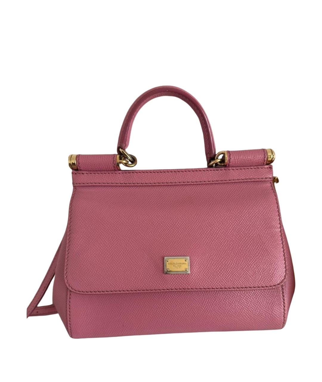 DOLCE&GABBANA Розовая кожаная сумка через плечо, фото 1