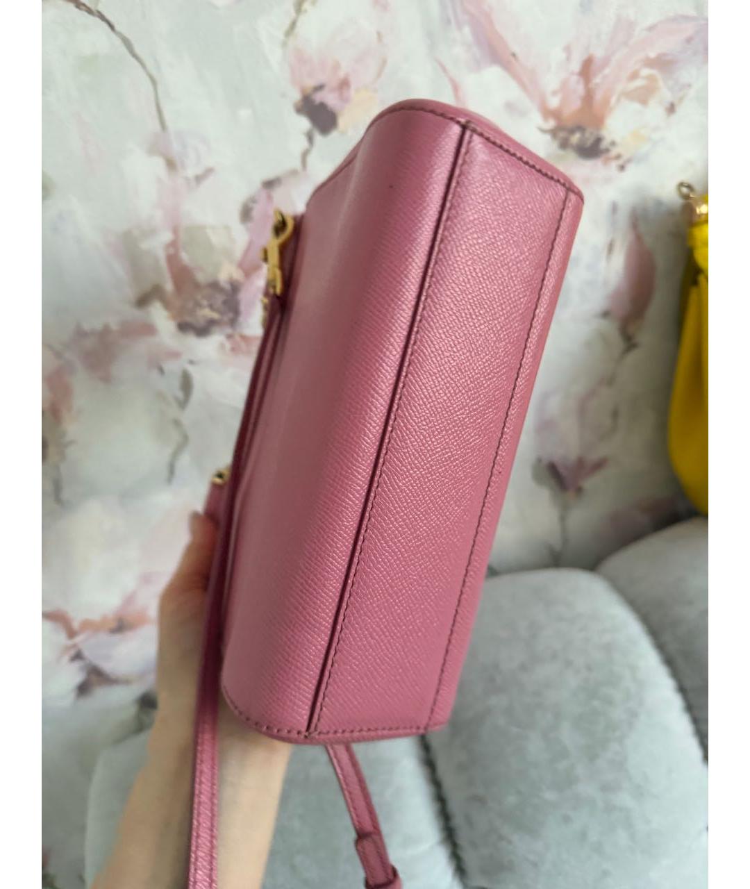 DOLCE&GABBANA Розовая кожаная сумка через плечо, фото 4