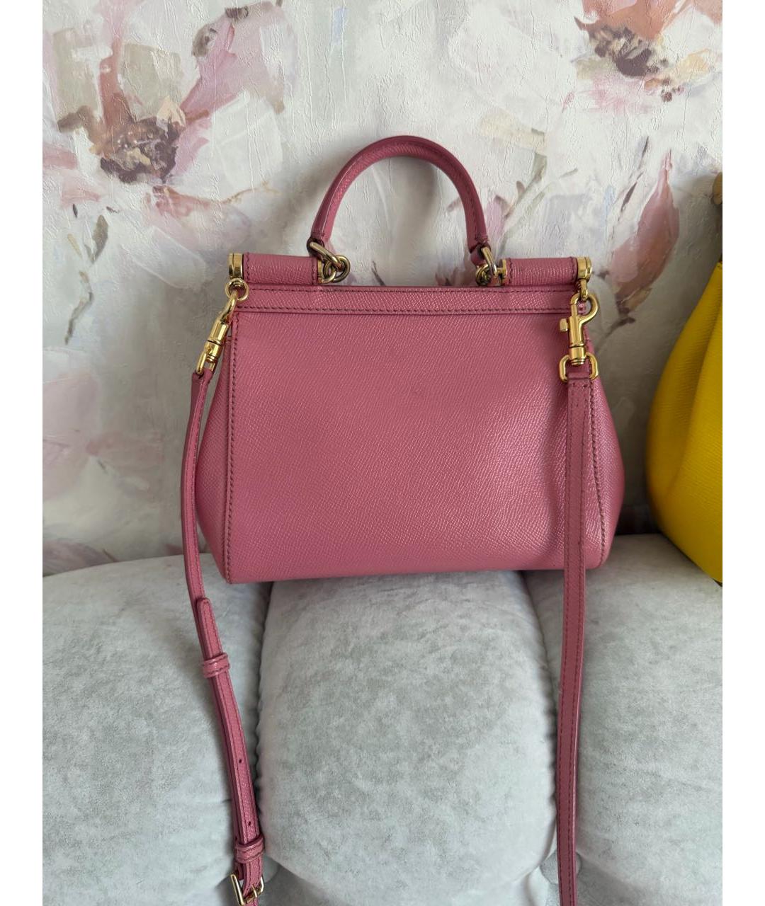 DOLCE&GABBANA Розовая кожаная сумка через плечо, фото 2