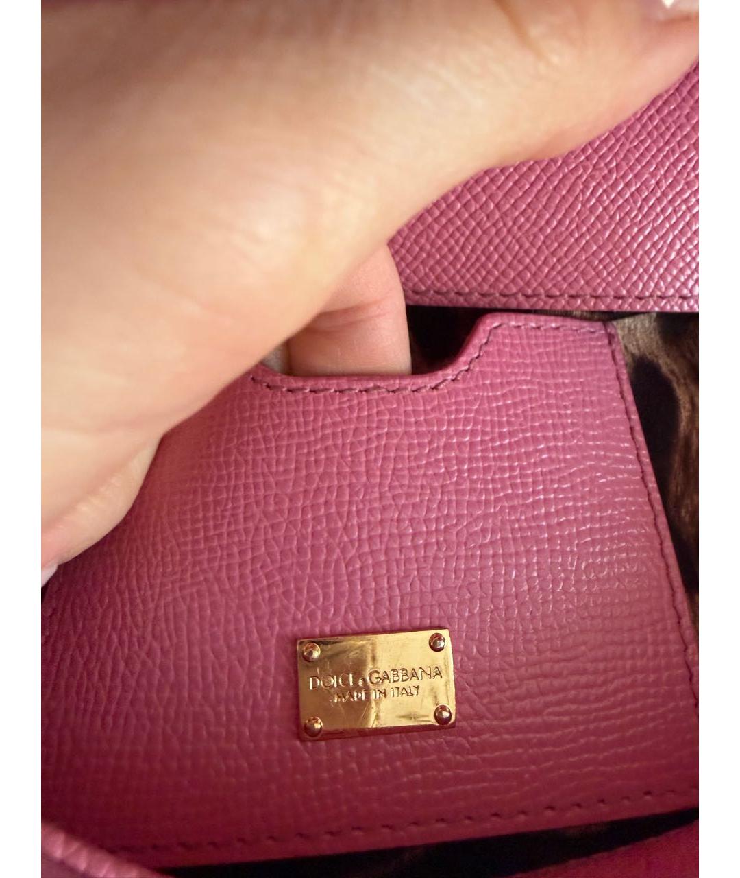 DOLCE&GABBANA Розовая кожаная сумка через плечо, фото 3
