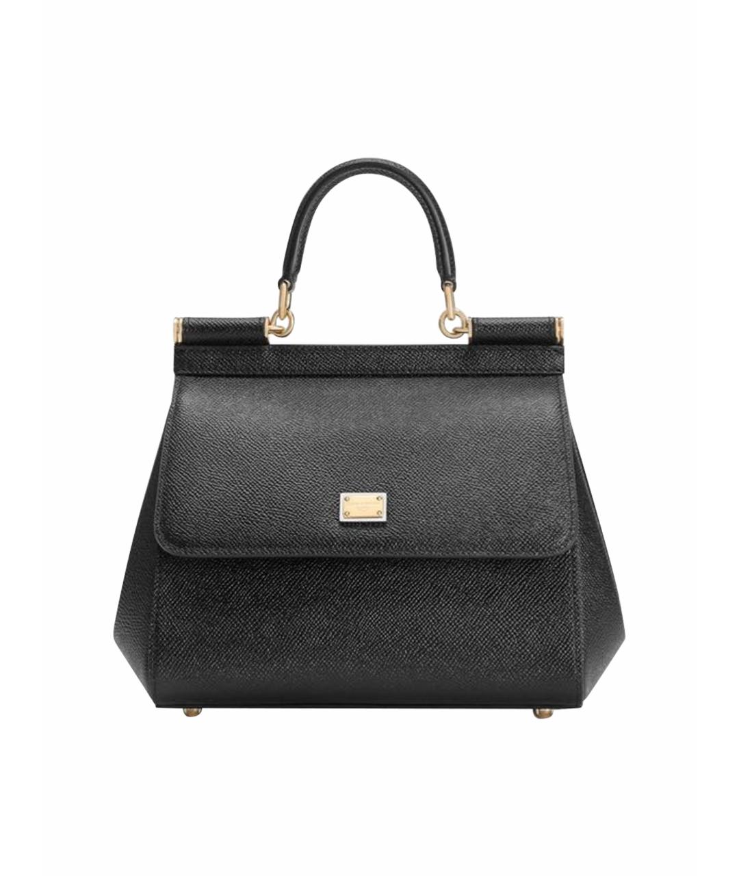 DOLCE&GABBANA Черная кожаная сумка с короткими ручками, фото 1