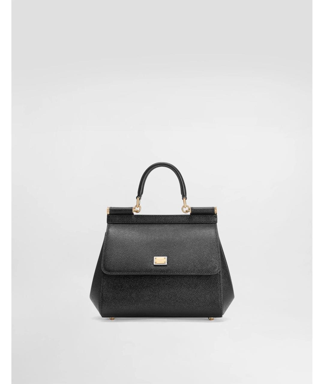 DOLCE&GABBANA Черная кожаная сумка с короткими ручками, фото 6