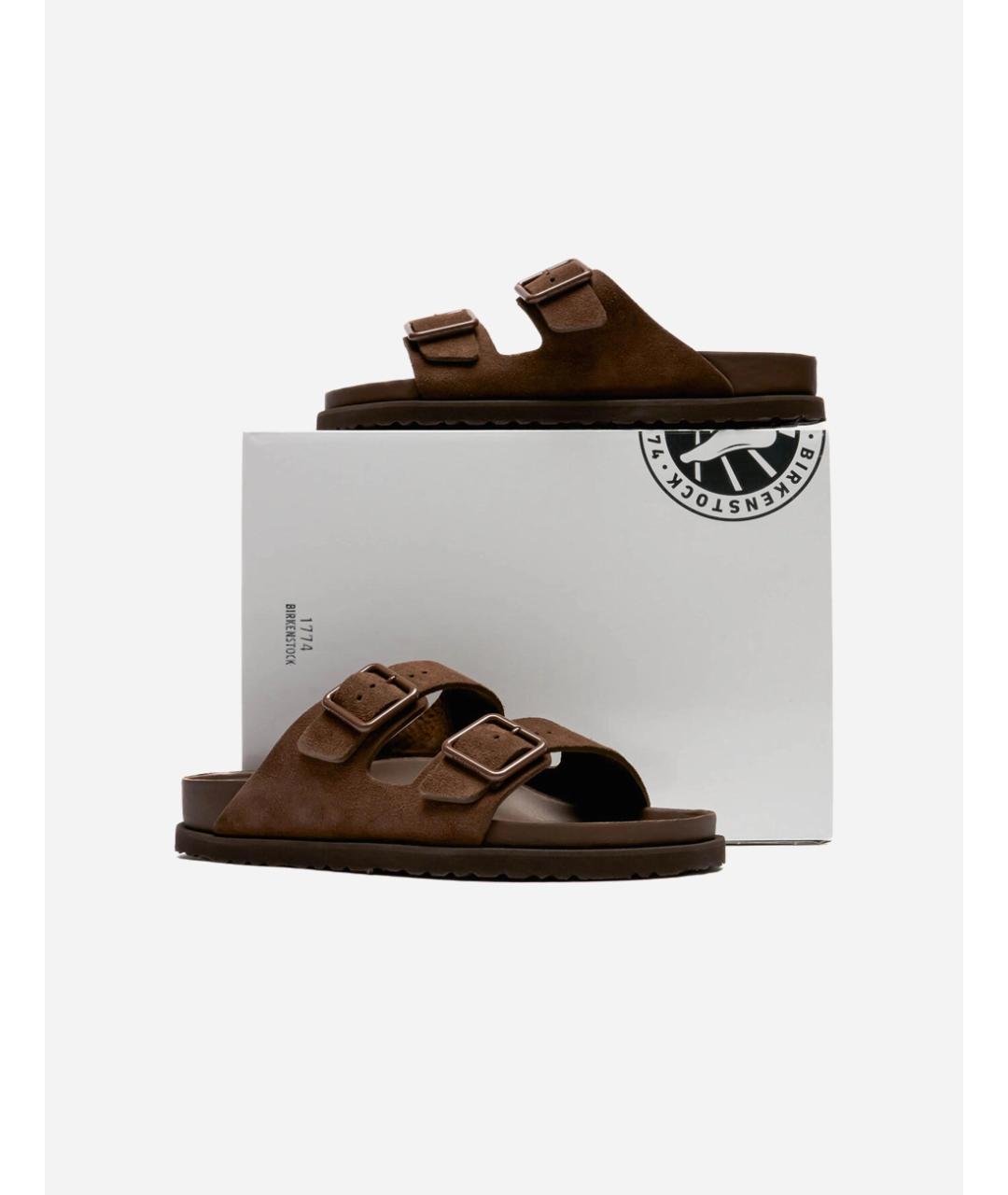BIRKENSTOCK Коричневые кожаные сандалии, фото 3