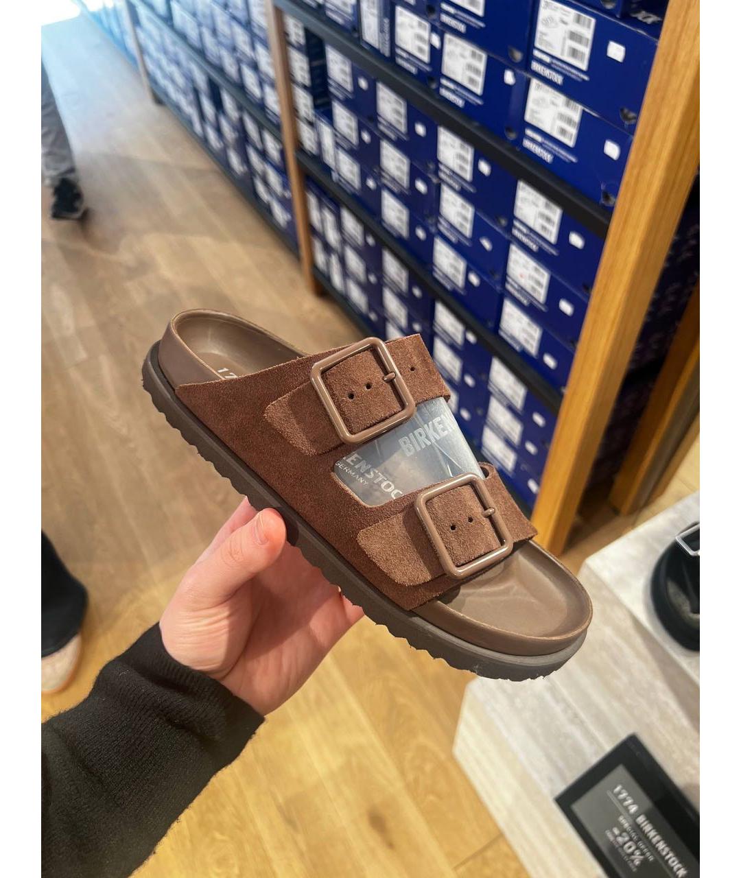 BIRKENSTOCK Коричневые кожаные сандалии, фото 4