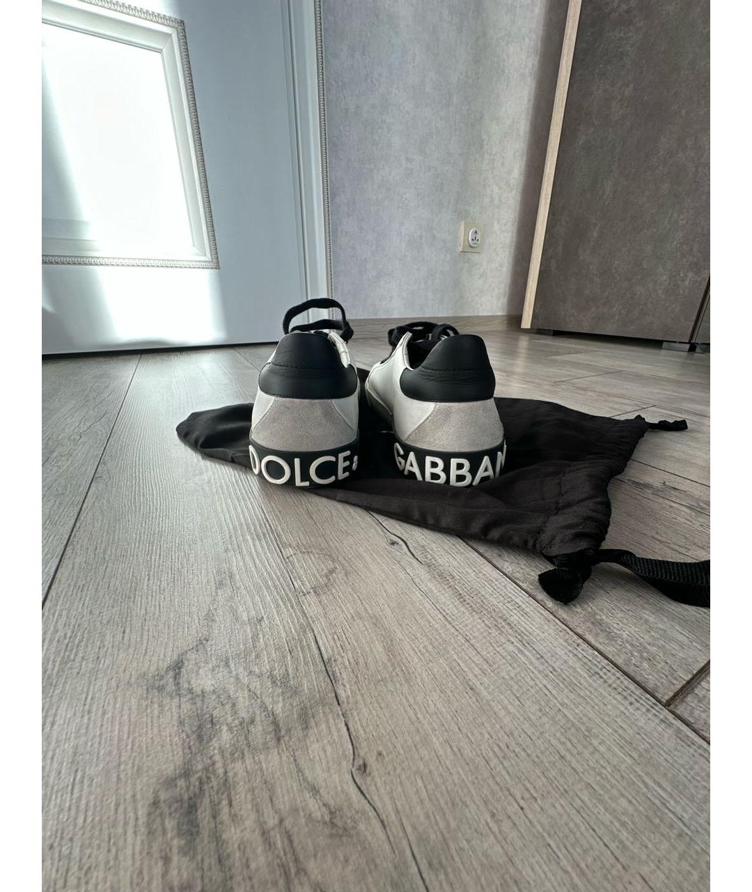 DOLCE&GABBANA Белые кожаные низкие кроссовки / кеды, фото 4