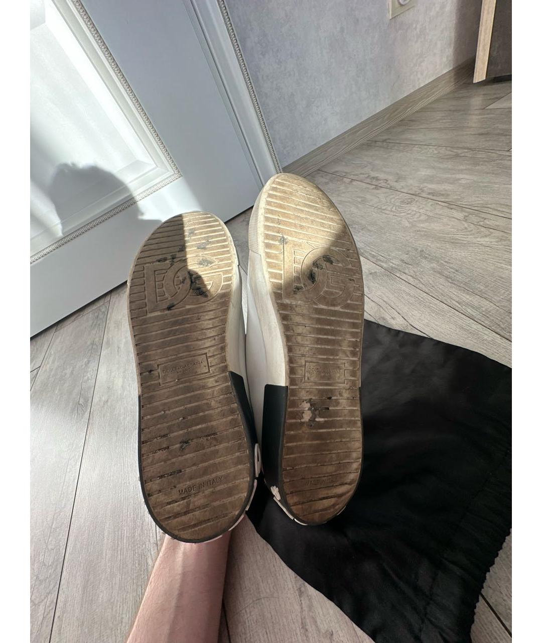 DOLCE&GABBANA Белые кожаные низкие кроссовки / кеды, фото 6