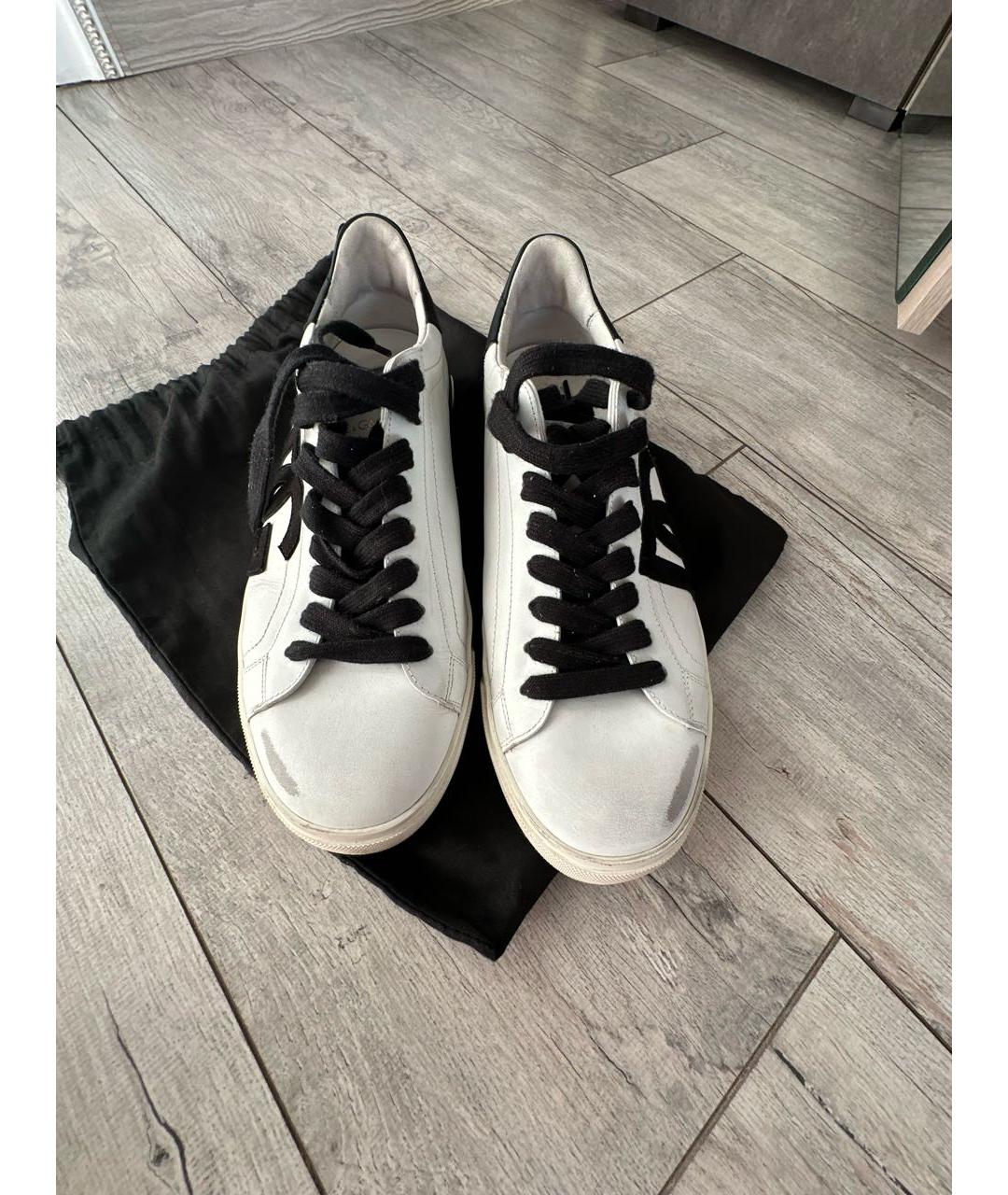 DOLCE&GABBANA Белые кожаные низкие кроссовки / кеды, фото 2