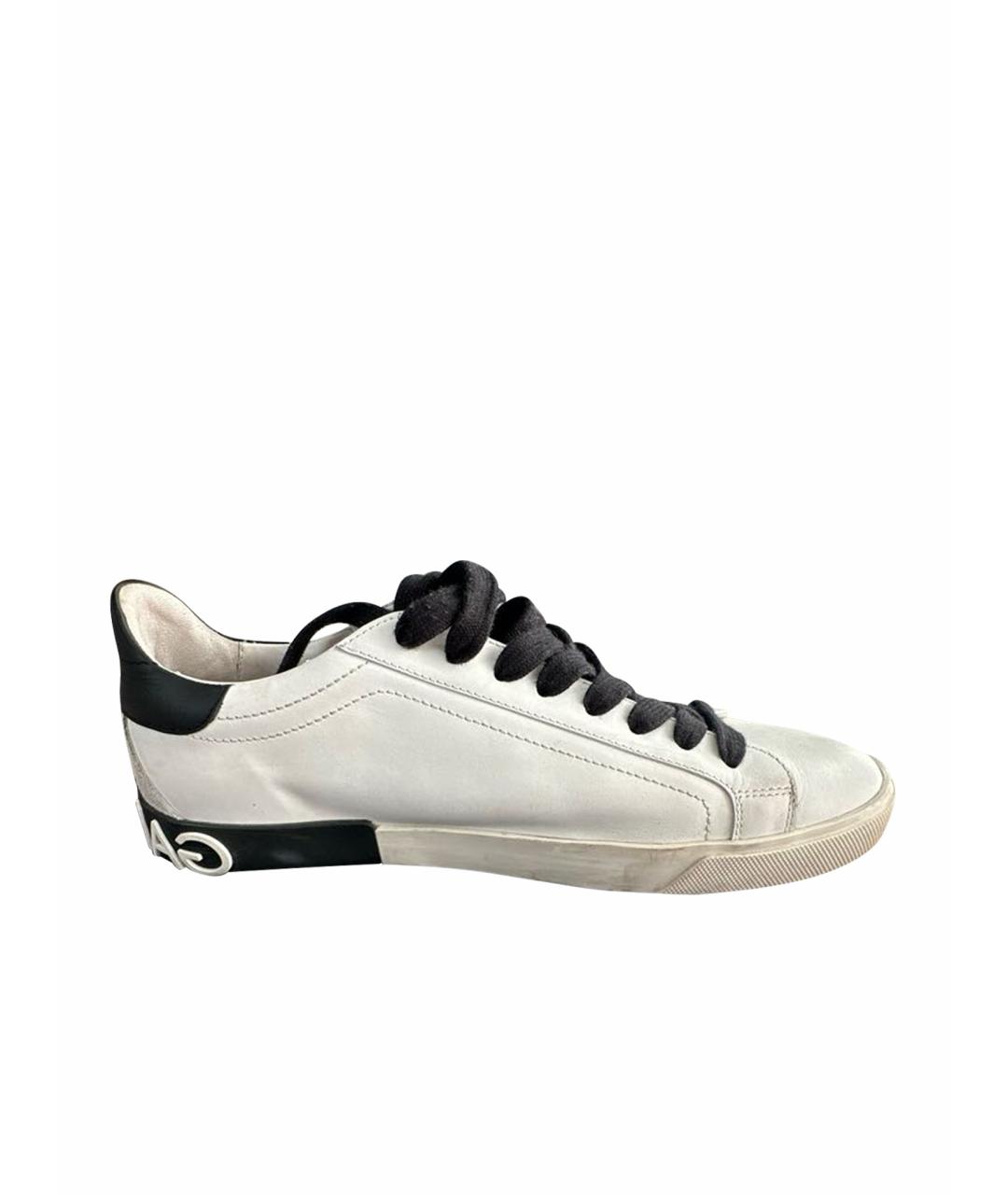 DOLCE&GABBANA Белые кожаные низкие кроссовки / кеды, фото 1