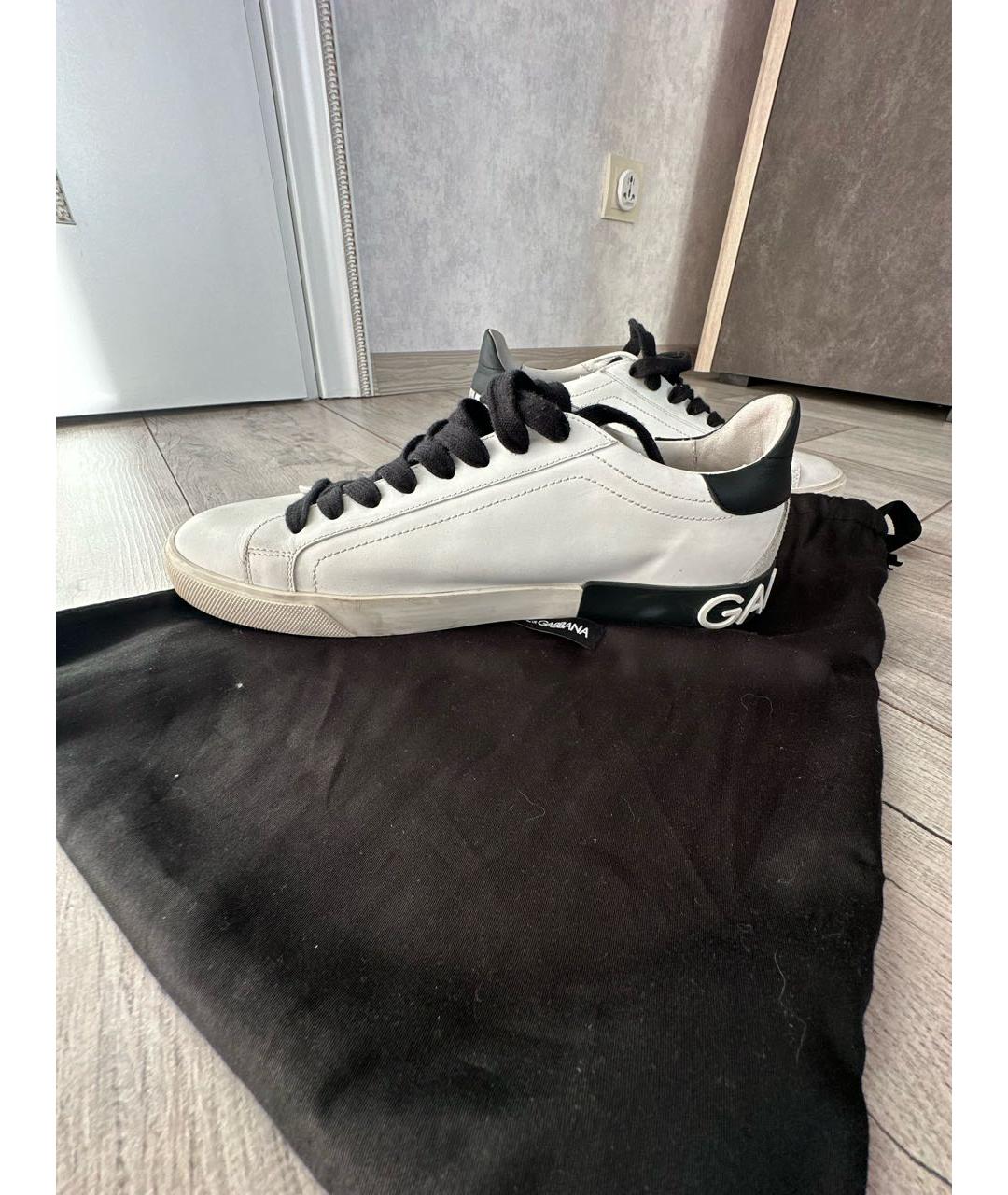 DOLCE&GABBANA Белые кожаные низкие кроссовки / кеды, фото 7