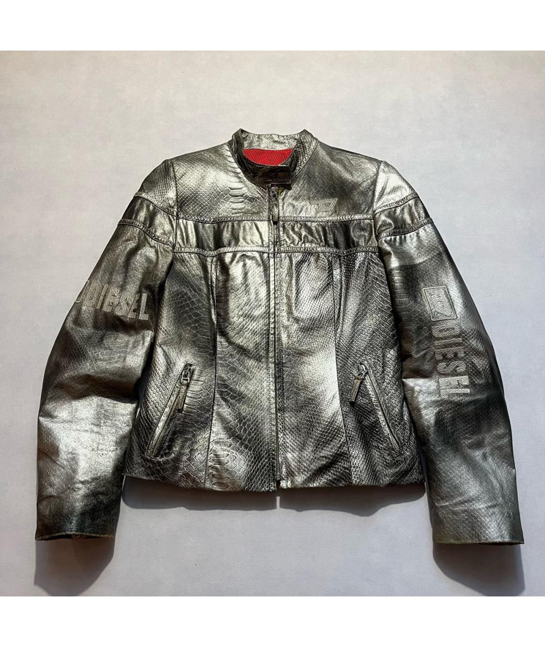 DIESEL Серебряная кожаная куртка, фото 2