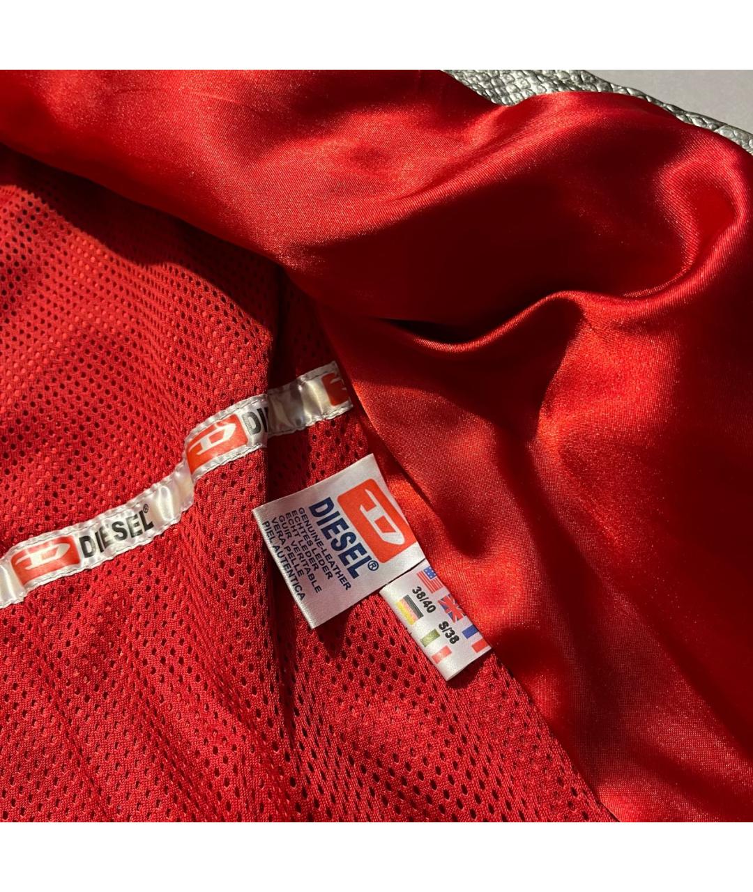 DIESEL Серебряная кожаная куртка, фото 5