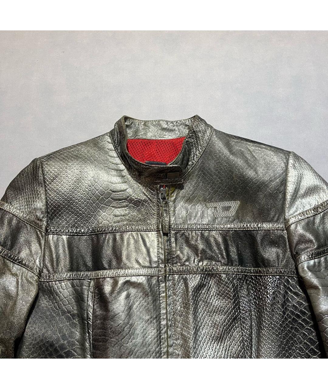 DIESEL Серебряная кожаная куртка, фото 7