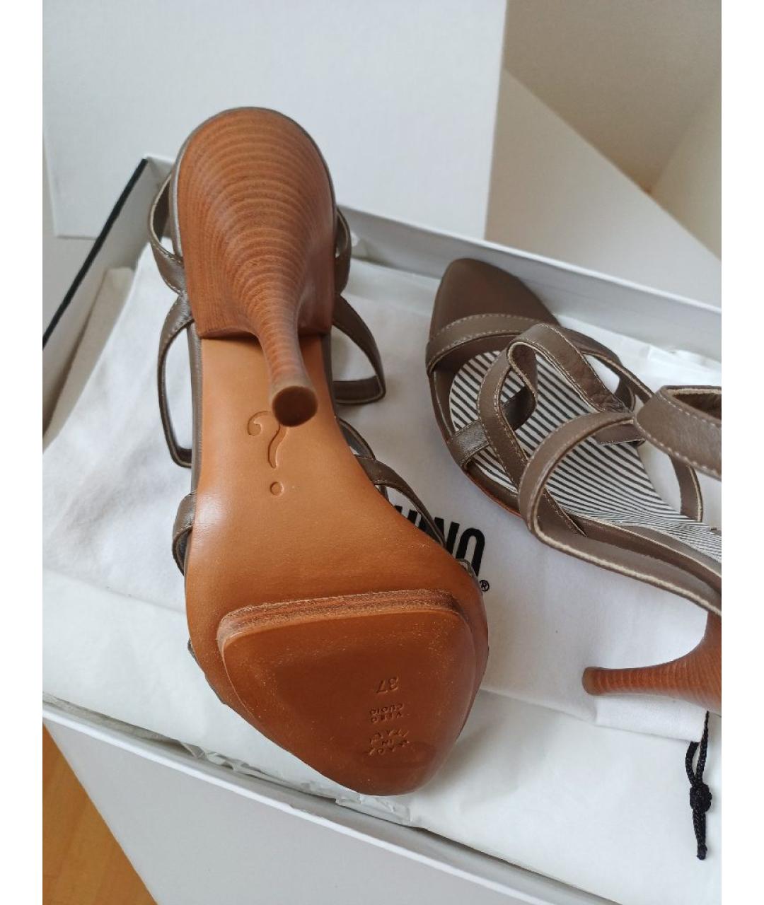MOSCHINO Коричневые кожаные босоножки, фото 9