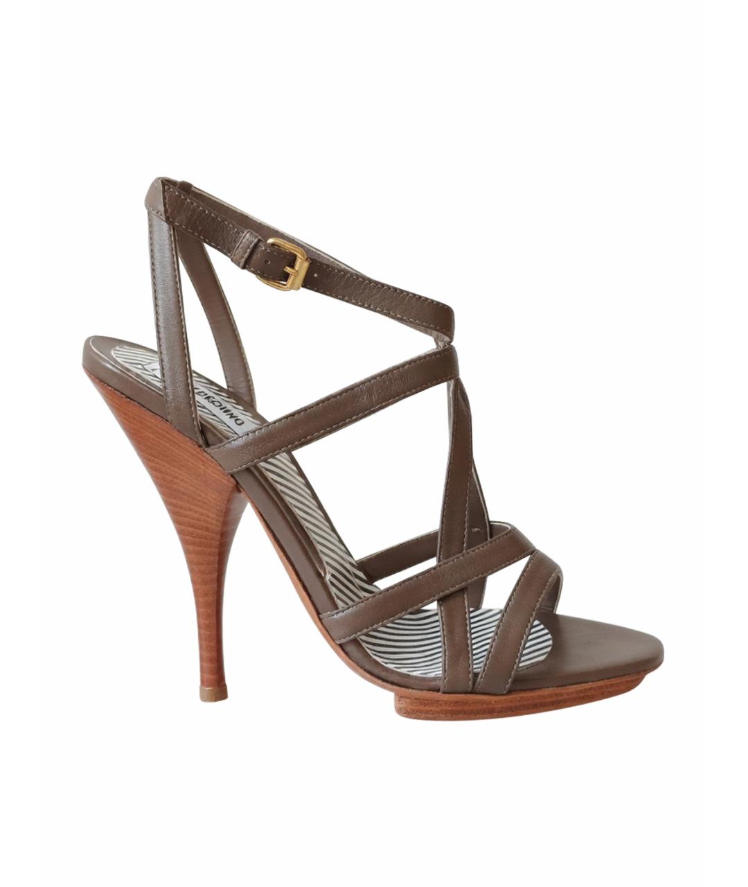 MOSCHINO Коричневые кожаные босоножки, фото 1