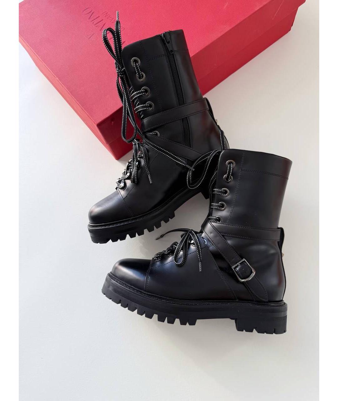 VALENTINO Черные кожаные ботинки, фото 8