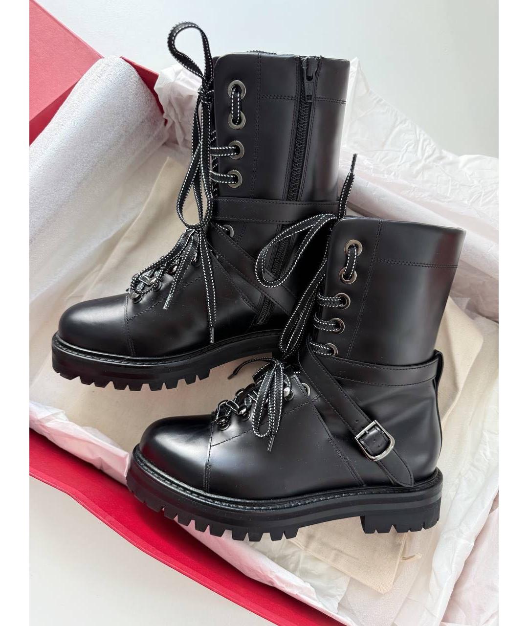 VALENTINO Черные кожаные ботинки, фото 2