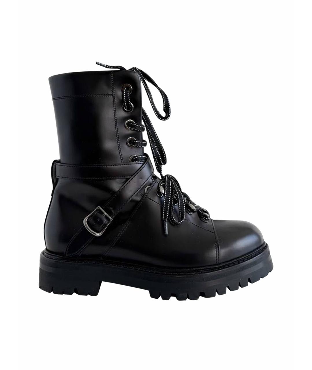 VALENTINO Черные кожаные ботинки, фото 1