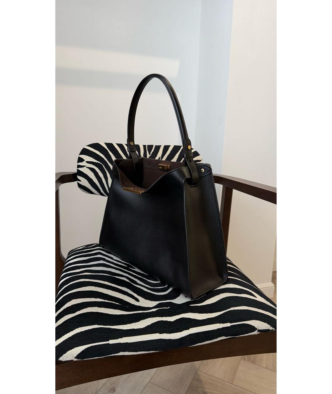 FENDI Черная кожаная сумка с короткими ручками, фото 5