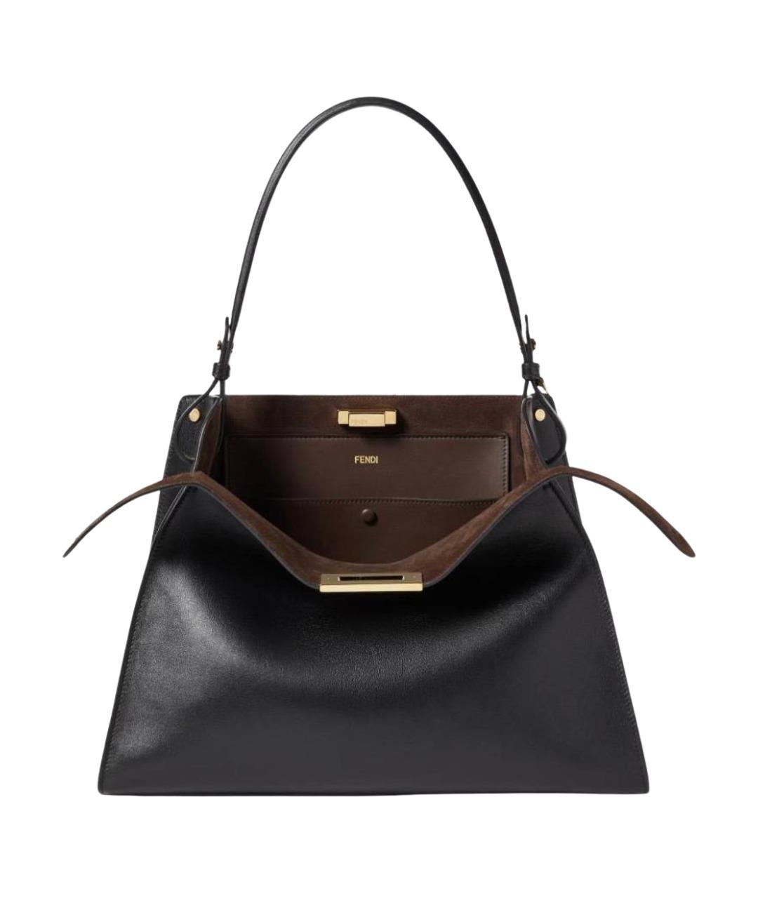 FENDI Черная кожаная сумка с короткими ручками, фото 1