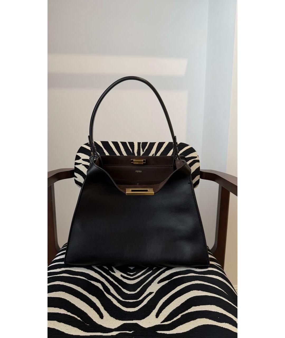 FENDI Черная кожаная сумка с короткими ручками, фото 3