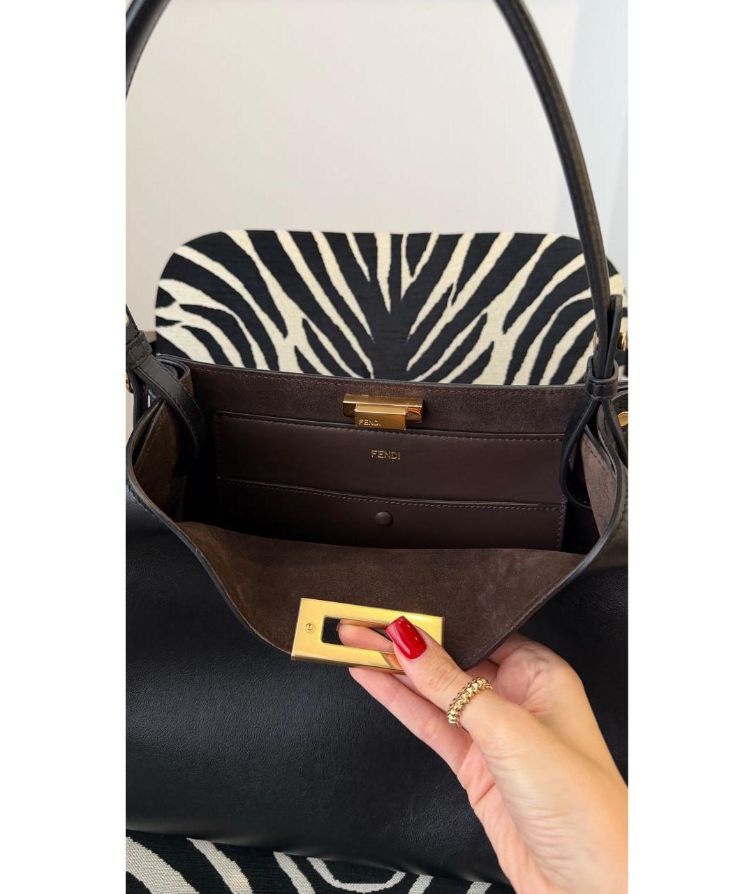 FENDI Черная кожаная сумка с короткими ручками, фото 2