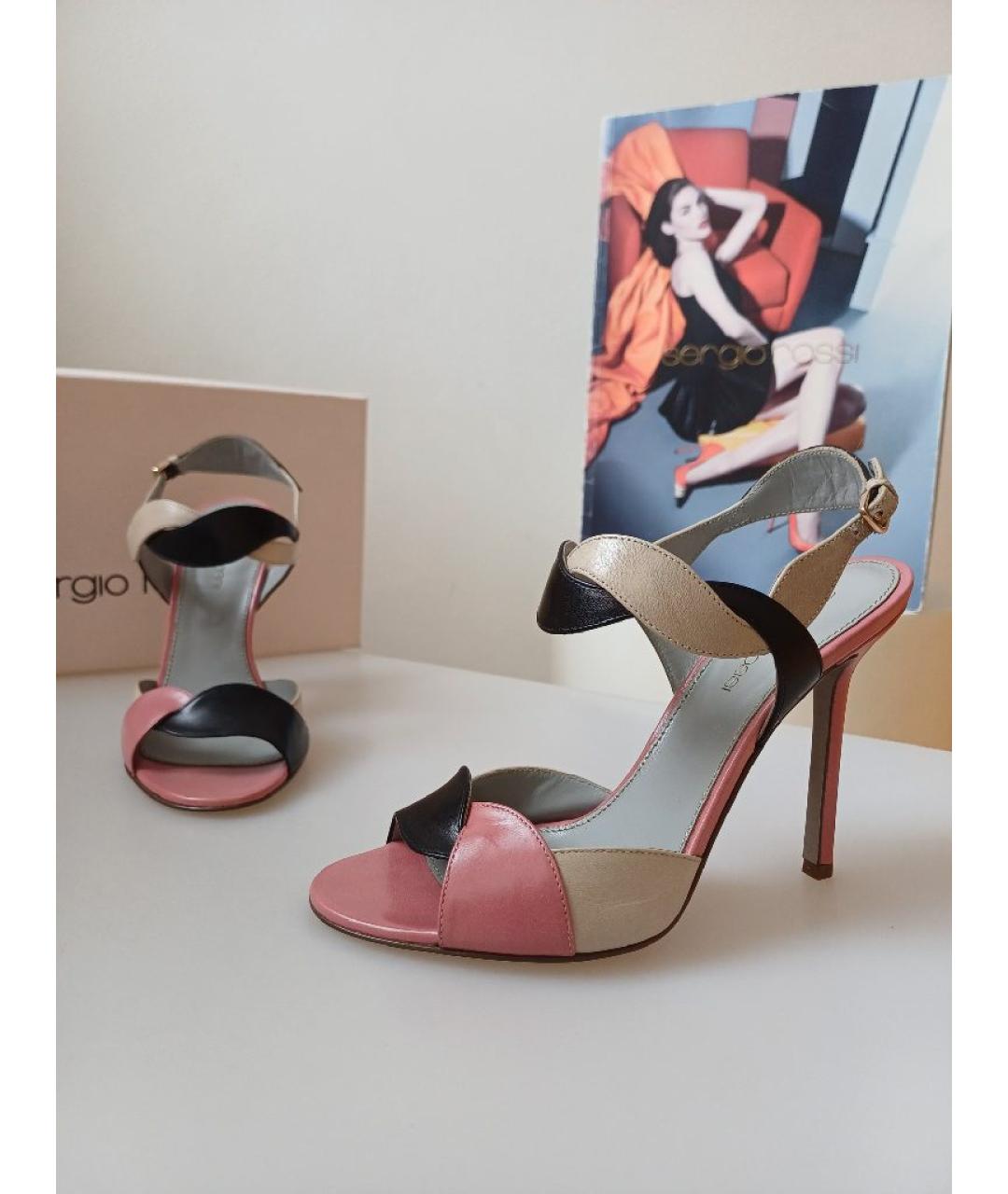 SERGIO ROSSI Мульти кожаные босоножки, фото 6