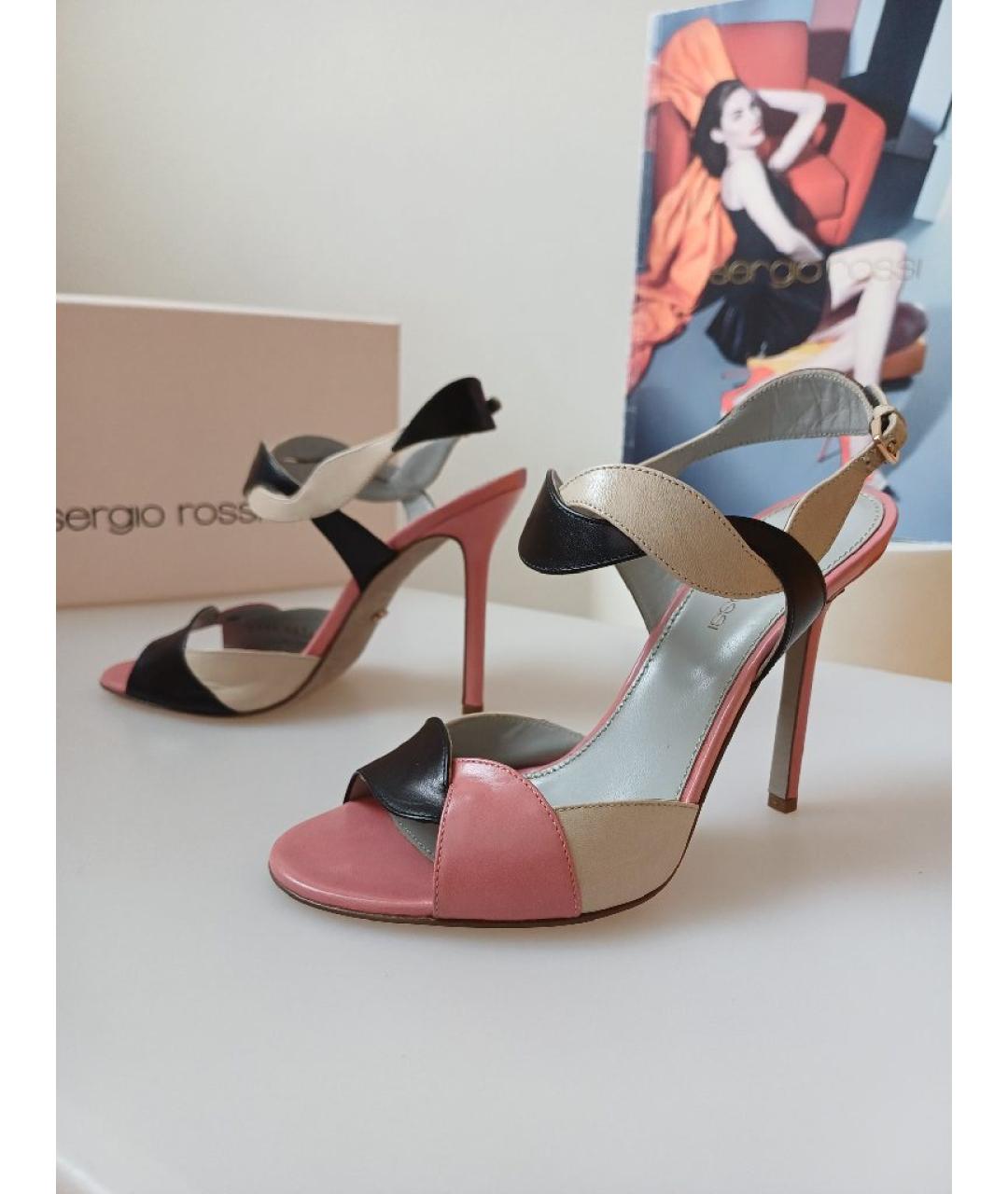 SERGIO ROSSI Мульти кожаные босоножки, фото 5