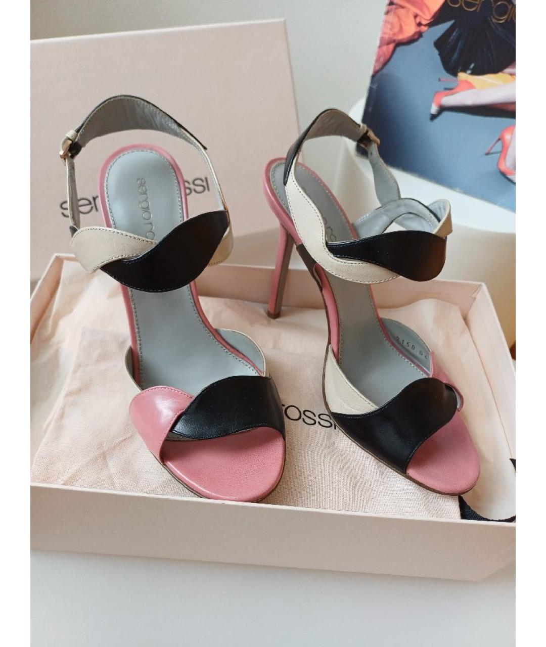 SERGIO ROSSI Мульти кожаные босоножки, фото 3