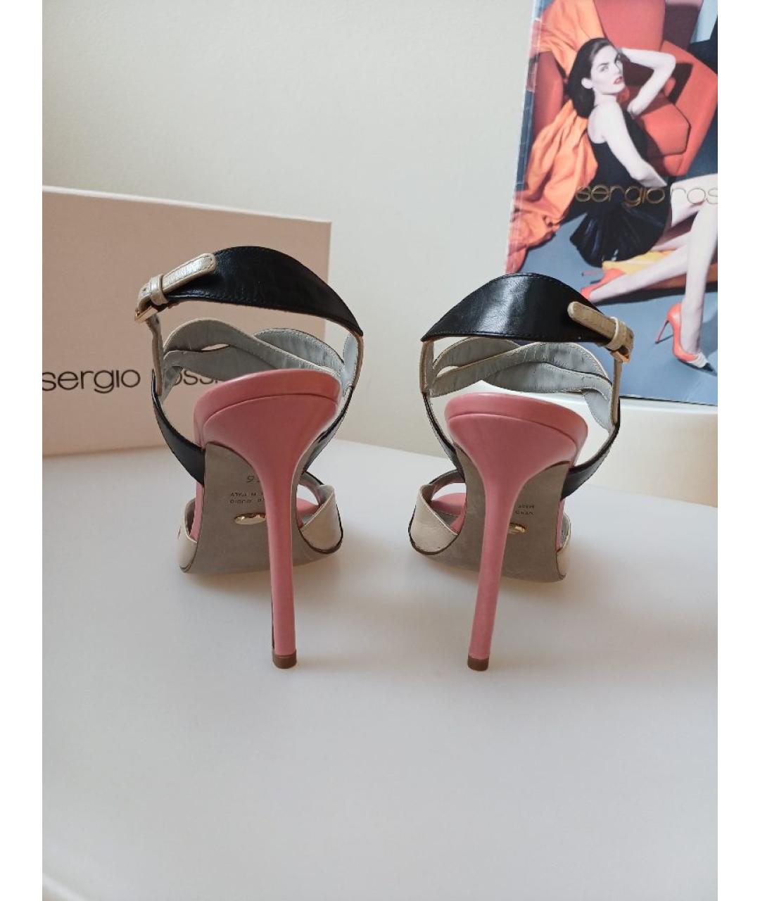 SERGIO ROSSI Мульти кожаные босоножки, фото 8