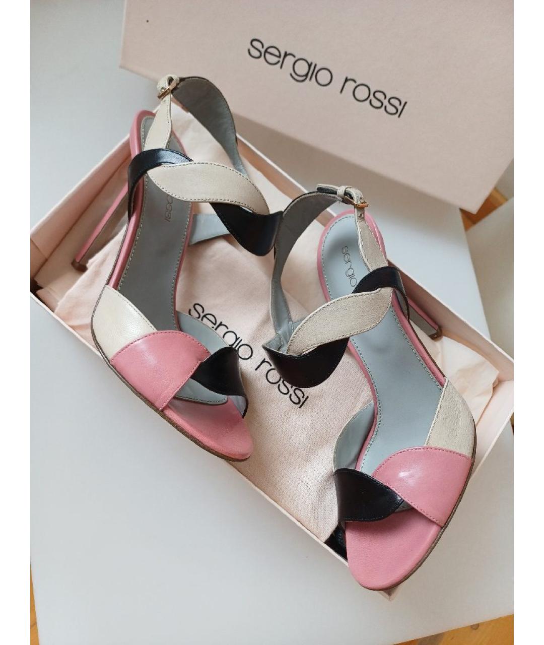 SERGIO ROSSI Мульти кожаные босоножки, фото 4