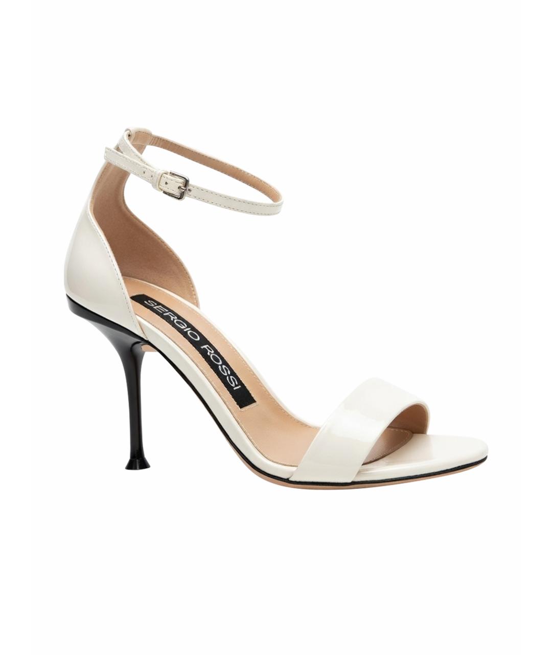 SERGIO ROSSI Белые босоножки из лакированной кожи, фото 1