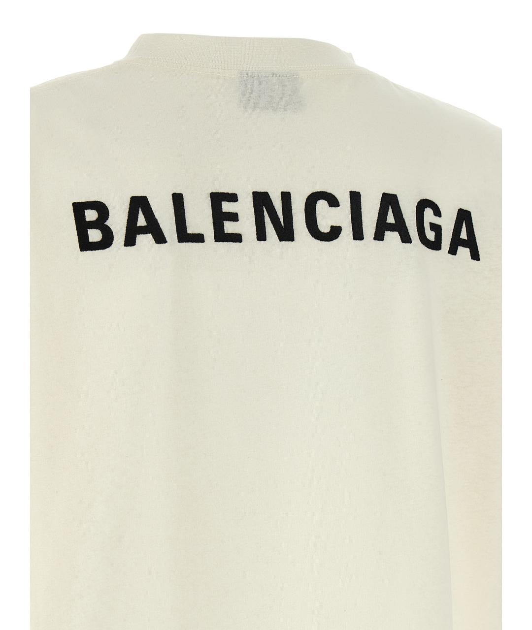 BALENCIAGA Белая хлопковая футболка, фото 4