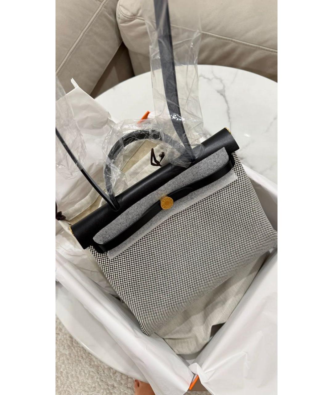 HERMES Серая тканевая сумка через плечо, фото 4