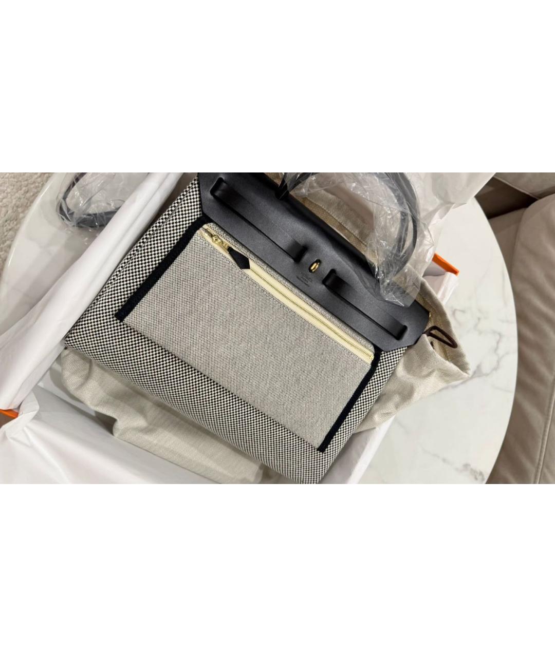 HERMES Серая тканевая сумка через плечо, фото 5