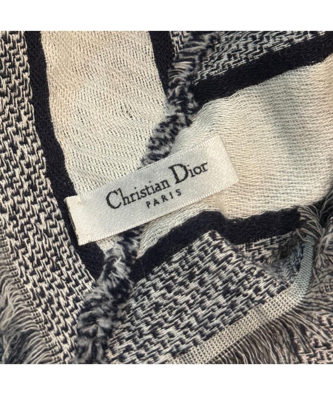 CHRISTIAN DIOR Серый шерстяной шарф, фото 3