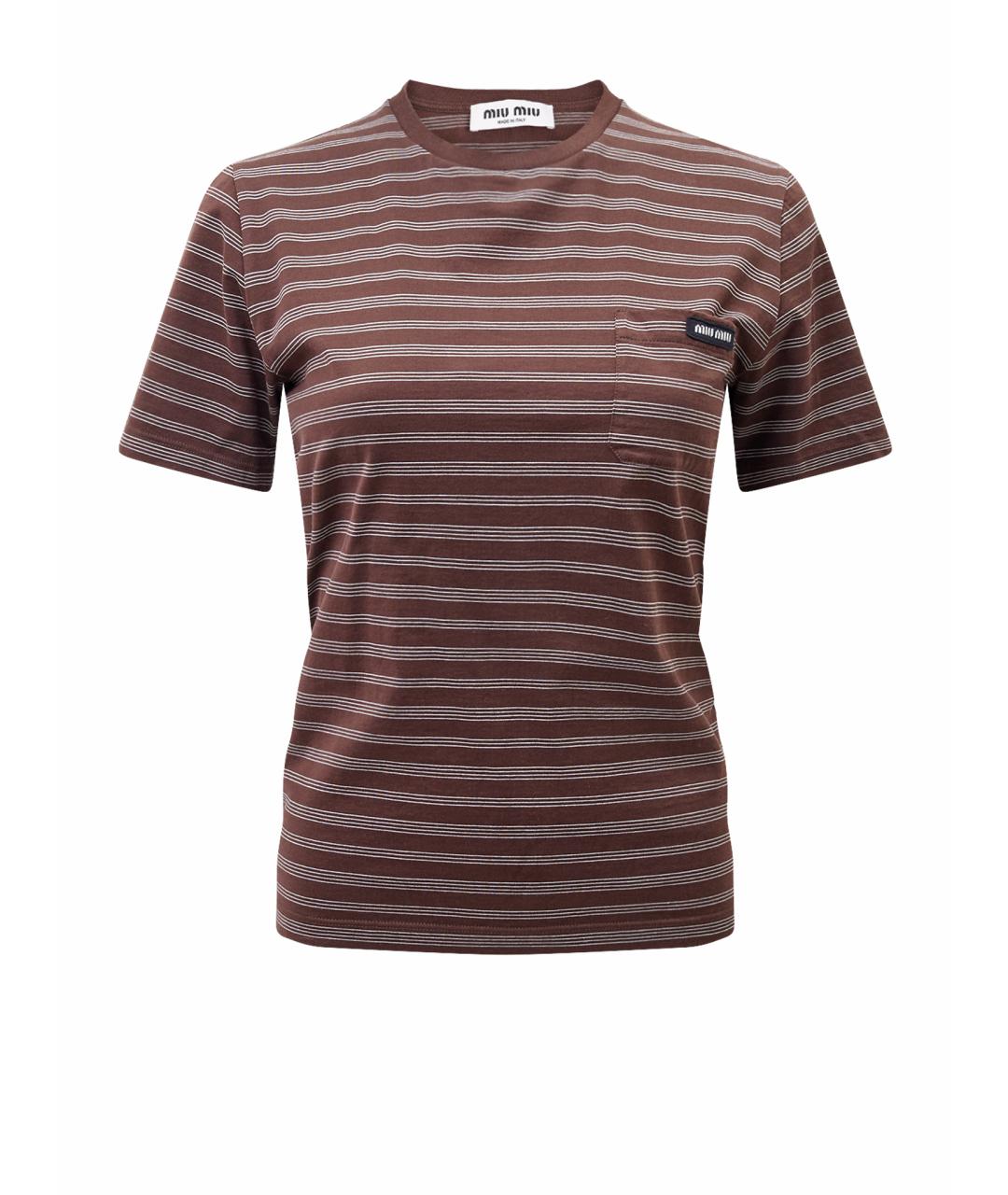 MIU MIU Коричневая хлопковая футболка, фото 1
