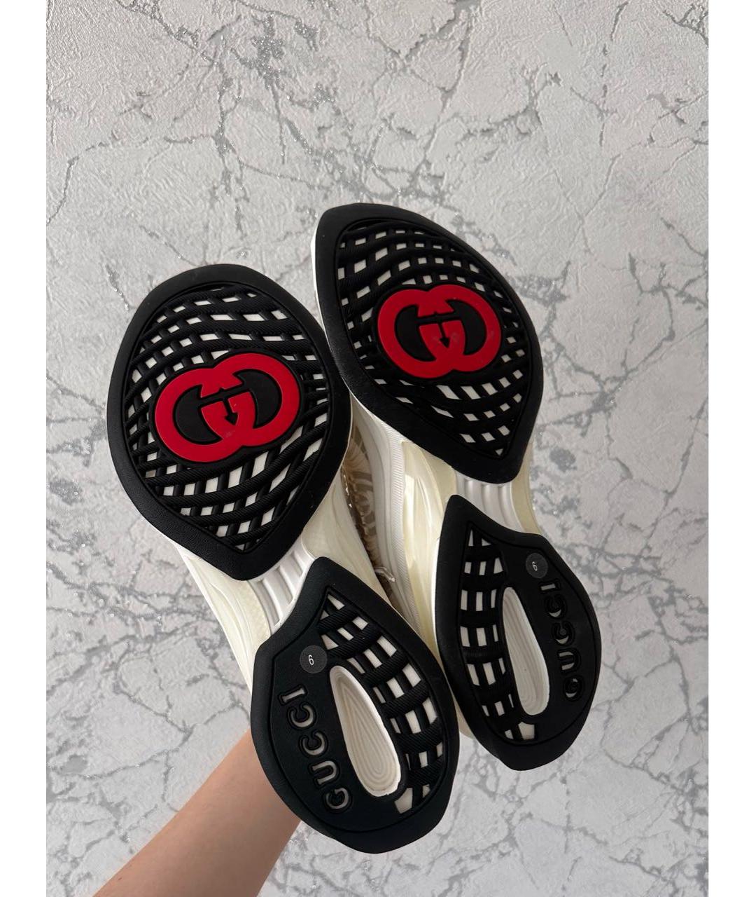 GUCCI Бежевые текстильные низкие кроссовки / кеды, фото 5