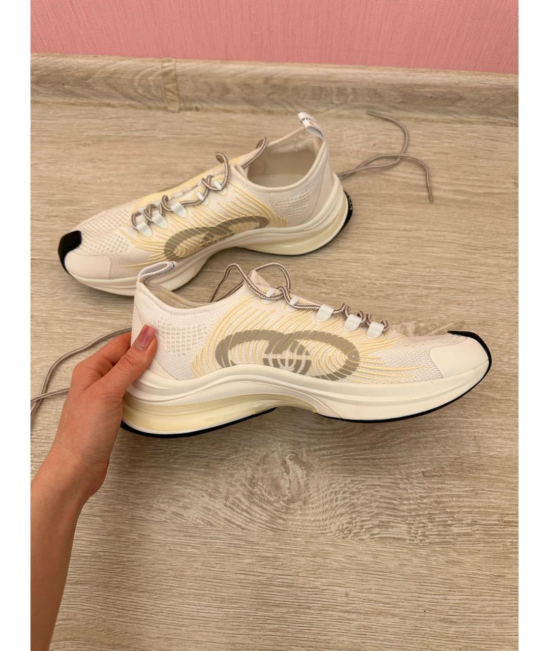 GUCCI Бежевые текстильные низкие кроссовки / кеды, фото 7